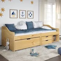 Grace Day Bed with 3 Drawers - Brown, Pinewood