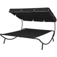Grace Double Outdoor Lounge Bed with Canopy - Black