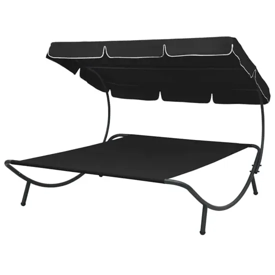 Grace Double Outdoor Lounge Bed with Canopy - Black