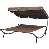 Grace Double Outdoor Lounge Bed with Canopy - Brown