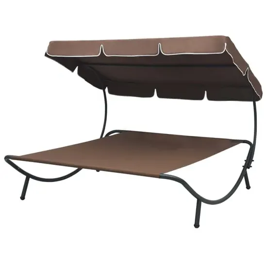 Grace Double Outdoor Lounge Bed with Canopy - Brown