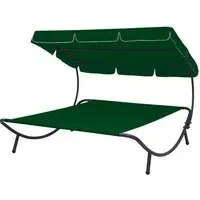 Grace Double Outdoor Lounge Bed with Canopy - Green