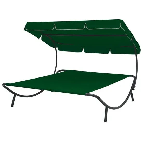 Grace Double Outdoor Lounge Bed with Canopy - Green image