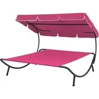 Grace Double Outdoor Lounge Bed with Canopy - Pink