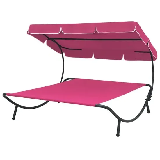 Grace Double Outdoor Lounge Bed with Canopy - Pink