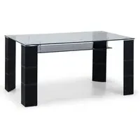 Grace Rectangular Glass Dining Table with Storage - Black