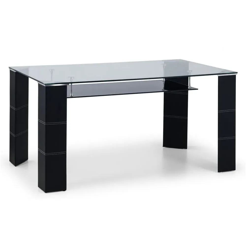 Grace Rectangular Glass Dining Table with Storage - Black