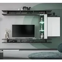 Grants Entertainment Unit - White, Graphite Oak