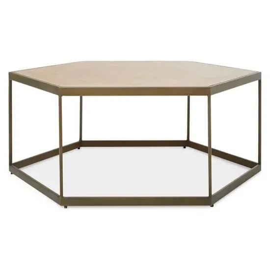 Granule Hexagonal Coffee Table - Oak, Brass