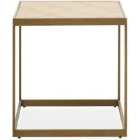 Granule Small End Table - Oak, Brass