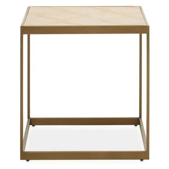 Granule Small End Table - Oak, Brass