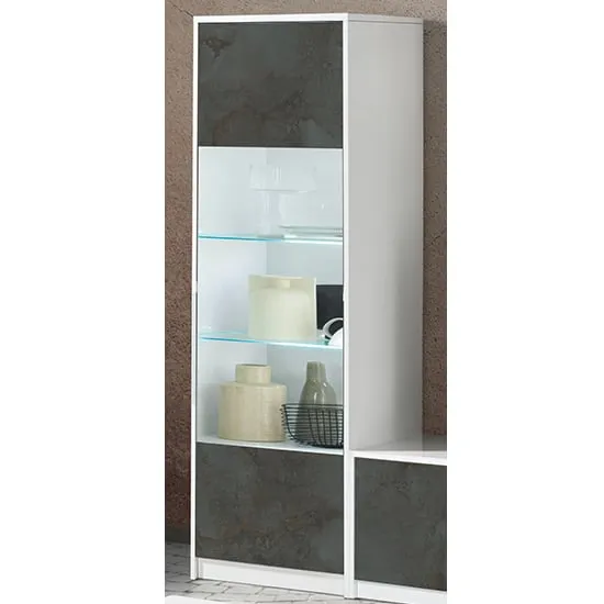 Graz 1 Door Display Cabinet with LED - White, MDF image