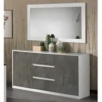 Graz 2-Door Sideboard with Mirror - White, MDF