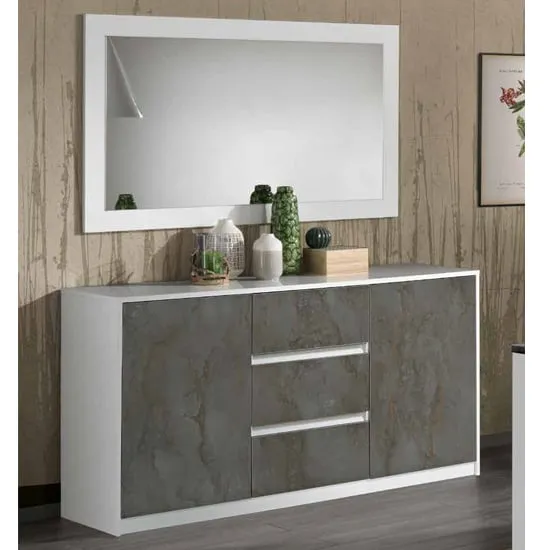 Graz 2-Door Sideboard with Mirror - White, MDF image