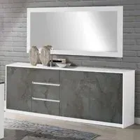 Graz 3-Door Sideboard with Mirror - White, MDF