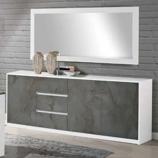Graz 3-Door Sideboard with Mirror - White, MDF