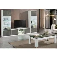 Graz Living Room Set with Coffee Table and LED - White Oxide