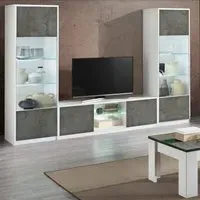 Graz Living Room Set with Display Cabinet and LED - White Oxide