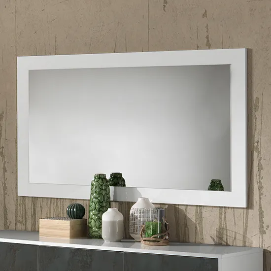 Graz Small Rectangular Wall Mirror - White, MDF image
