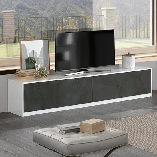 Graz TV Stand with 4 Doors - White, MDF
