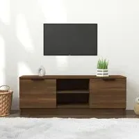 Greco TV Stand with Storage - Brown Oak, Engineered Wood