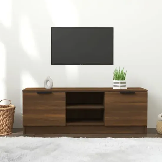 Greco TV Stand with Storage - Brown Oak, Engineered Wood