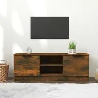 Greco TV Stand with Storage - Smoked Oak, Engineered Wood