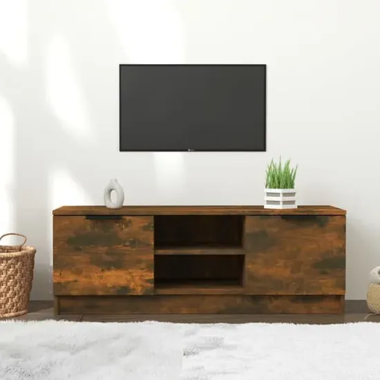 Greco TV Stand with Storage - Smoked Oak, Engineered Wood image