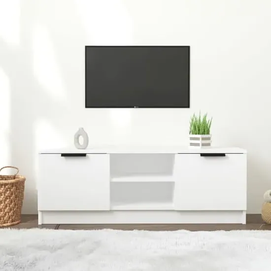 Greco TV Stand with Storage - White, Engineered Wood