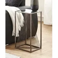 Greenbay Tall Side Table - Clear Glass, Bronze Metal