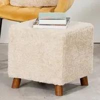 Greensboro Fabric Stool with Wooden Legs - Cream
