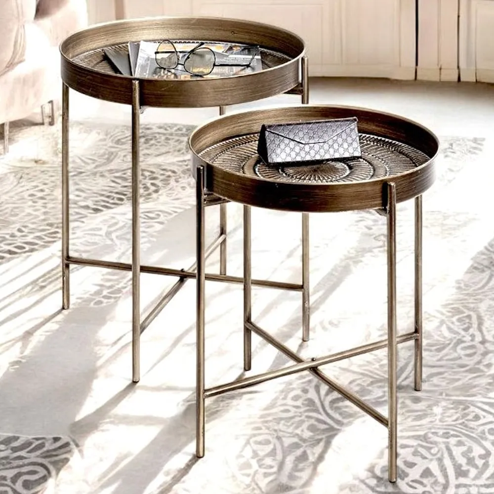 Greenville Metal Set of 2 End Tables - Copper