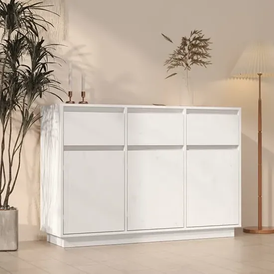 Griet 3 Door 3 Drawer Sideboard - White, Pine Wood