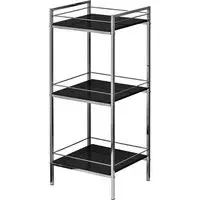 Groove 3-Tier Shelving Unit with Chrome Frame - Black