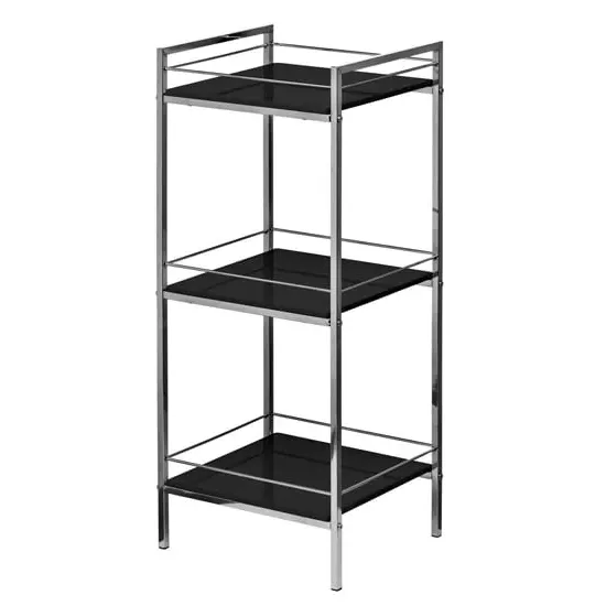 Groove 3-Tier Shelving Unit with Chrome Frame - Black image