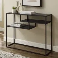 Groton Console Table with Shelves - Black