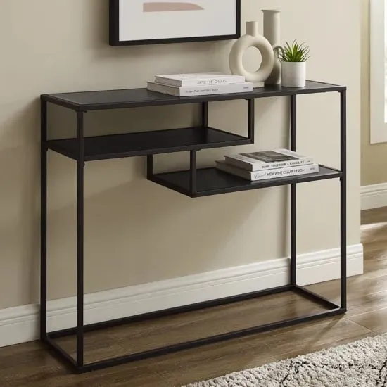 Groton Console Table with Shelves - Black image