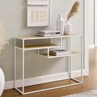 Groton Console Table with Shelves - Coastal Oak