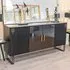 Groton Wide Storage Cabinet with Marble Top - Black, Gold