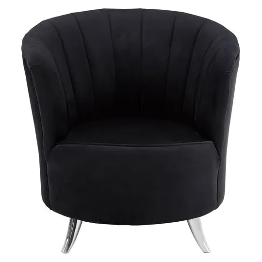 Grumium Tub Chair with Channel Tufting - Black, Velvet image