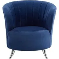 Grumium Tub Chair with Channel Tufting - Blue, Velvet