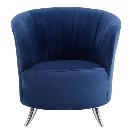Grumium Tub Chair with Channel Tufting - Blue, Velvet