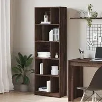 Guelph 10 Shelf Bookcase - Dark Brown Oak, Engineered Wood