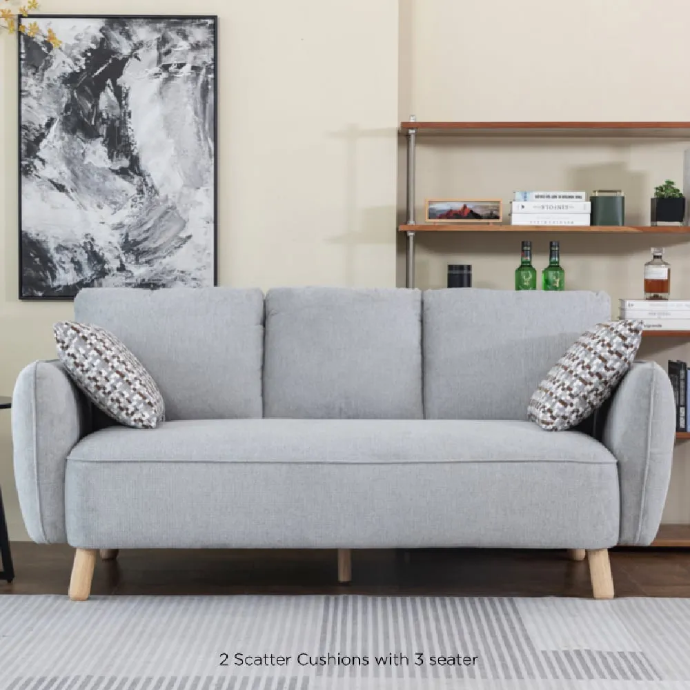 Gunnison 3-Seater Sofa - Light Grey, Fabric