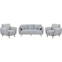 Gunnison 3+1+1 Seater Sofa Set - Light Grey, Fabric