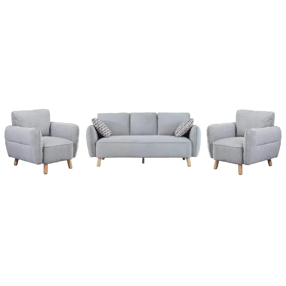 Gunnison 3+1+1 Seater Sofa Set - Light Grey, Fabric