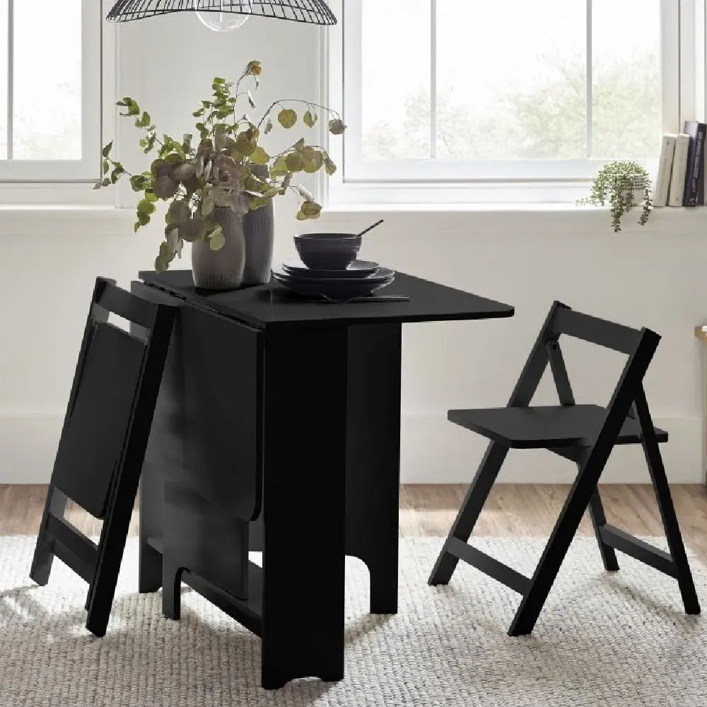 Gutersloh Gateleg Dining Table with 2 Chairs Extendable - Black image
