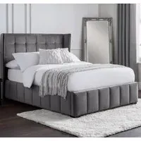 Gutersloh King Size Bed - Light Grey, Velvet
