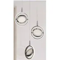 Gyroscope 3 LED Multi Drop Pendant Light - Chrome