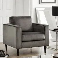 Hachi 1-Seater Sofa - Grey, Velvet